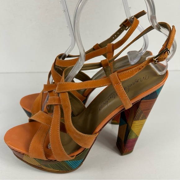 ❤️ Mayuela Mendoza Orange Multi-Color Platform Sandals Size 9 - Picture 6 of 8